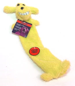 Stuffing Free Dog Toy by Multipet Loofa Dog Two Squeakers 12" Long Yellow - Picture 1 of 4