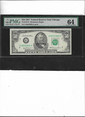 FEDERAL RESERVE NOTE CHICAGO  $50 1981  64 CHOICE UNCIRCULATED - Image 1 of 2