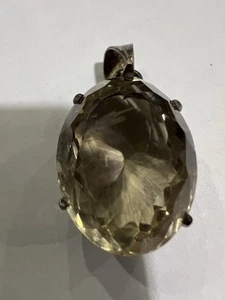 Large Faceted Pale Citrine Sterling Silver Pendant - Imagen 1 de 3