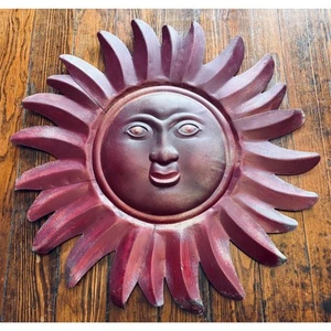 Vintage Metal Sun Face Rustic Boho Hippie Garden Patio Fence Decor 3D - Picture 1 of 8
