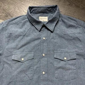West Major “Vintage Chambray” Blue Pearl Snap Western Shirt Large EUC - Picture 1 of 12