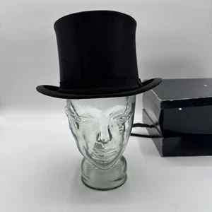 B594 Wilhelm Braun cilindro vintage con embalaje original sombrerero antiguo Stuttgart aprox. 20 cm - Imagen 1 de 17