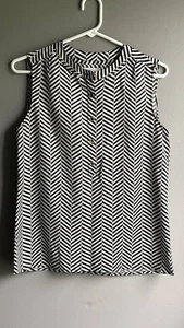 Tahari Arthur Levine Damen Karriere Bluse Gr. XS weiß schwarz Chevron Büro - Bild 1 von 7