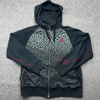 Nike Air Jordan Sudadera con Capucha Estampado de Elefante Cremallera Completa Para Hombre Mediana Negra Retro Con Capucha M Foto 1 de 4