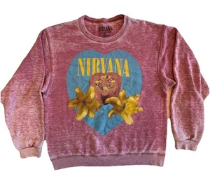 Nirvana Rosa Pullover Sweatshirt Distressed Vintage Look Herzform Karton M - Bild 1 von 13