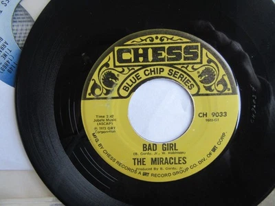 THE MIRACLES Bad Girl/ I Love You Baby Chess Blue Chip Reissue 1973 VG++ - Image 1 of 2
