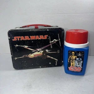 1977 Star Wars Metal Lunchbox Lunch Box THERMOS Luke Darth Vader Princess Leia - Picture 1 of 15