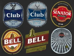 UGANDA  Antelope Club Bell Brewery Beer label 6 diff. - Picture 1 of 1