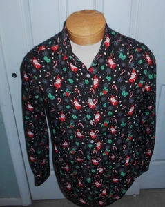 SIMON BANKS MENS CHRISTMAS SANTA  BUTTON DOWN CASUAL SHIRT BLACK  MEDIUM - Picture 1 of 3