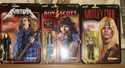 Super7 ReAction Figures• Cliff Burton & Bon Scott • Vince Neil Motley Crue - Image 1 of 4