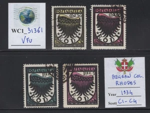 WC1_31361. AEGEAN COL.: ISL. RODI. 1935-38 air set. Sc.C1a-C4a. Used - Picture 1 of 1