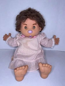 Vtg Vicma Bambo Thumb Sucking Baby Doll 1980's Brown Hair 20" w/ Handmade Dress - Picture 1 of 10