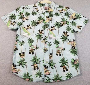 Disney Junior MICKEY Button Up Shirt Boy’s 10 12 Mickey Mouse Surf Hawaiian Camp - Picture 1 of 12