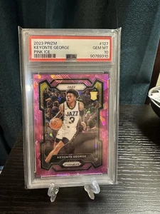 Panini Prizm Keyonte George Pink Ice RC 2023 PSA 10 gemas como nuevo Utah Jazz - Imagen 1 de 2
