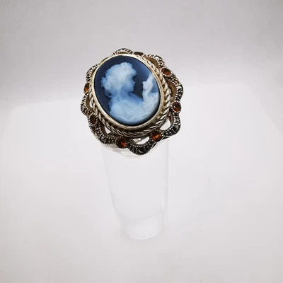 Gemme Achat Ring mit Frauenkopf  Silber 925 mit Edelsteinen - Bild 1 von 4