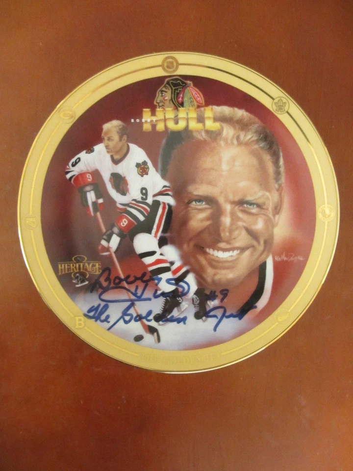 Placa autografiada de colección Heritage Legends of Hockey Hull The Golden Jet Foto 1 de 3