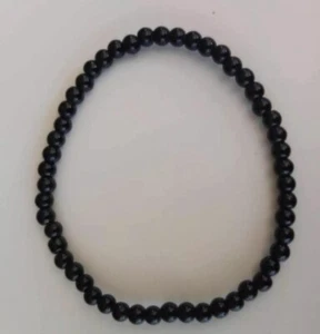 OBSIDIAN NATURAL GEMSTONE CRYSTAL 4 MM BEAD STRETCH BRACELET-FREE POSTAGE - Picture 1 of 3