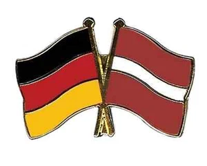 Germany & Latvia Friendship Flags Gold Plated Enamel Lapel Pin Badge - Picture 1 of 3