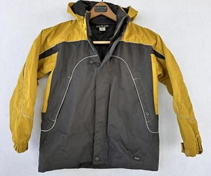 REI Hooded Rain Jacket Size S (8) Nylon Outdoors Boys Yellow Gray - Picture 1 of 4