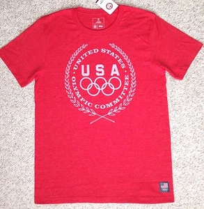 Men(Sm) UNITED STATES OLYMPIC COMMITTEE T-SHIRT Red&White Team USA Summer Winter - Picture 1 of 5