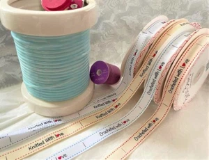 Bertie's Bows - CROCHETED / KNITTED WITH LOVE - 2 colours Grosgrain Ribbon -16mm - Picture 1 of 9