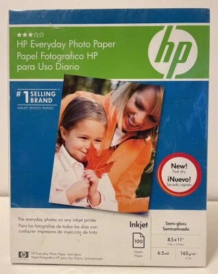 NEW HP EVERYDAY Semi-gloss Photo Paper ANY INKJET PRINTER 100 sheets 8.5" x 11" - Image 1 of 2