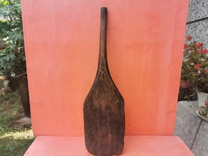 OLD ANTIQUE PRIMITIVE WOODEN WOOD BREAD BOARD DOUGH PLATE SHOVEL HANDLE MASSIVE - Picture 1 of 11