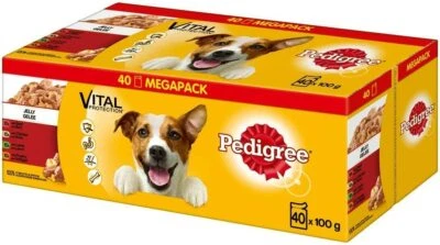 PEDIGREE HUNDENASSFUTTER HUNDEFUTTER MEGAPACK PORTIONSBEUTEL 48 x 100g IN GELEE - Bild 1 von 4