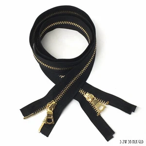 RiRi Zipper m6, 2 Way Separating End Brass Black 2110, Twill, Flach 36" - Picture 1 of 2