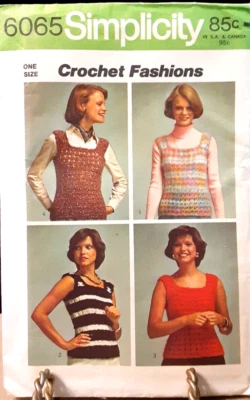 Simplicity Pattern 6065 Crochet Fashions NEW UNCUT - Image 1 of 2