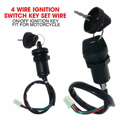 4 Wire Ignition Switch Key Set Wire On/Off Ignition Key Fit for Motorcycle NEW Foto 1 de 4