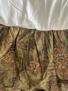 Chaps Home Ralph Lauren Beekman Place Queen Bed Skirt Green Brown Paisley - Picture 1 of 4