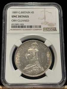 GREAT BRITAIN Double Florin 1889, Victoria Jubilee, NGC UNC Details, Pretty. E2 - Picture 1 of 2
