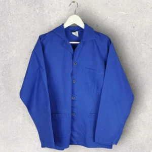 Abrigo de tareas estilo francés vintage azul de trabajo chaqueta artesanal en azul M - Imagen 1 de 4
