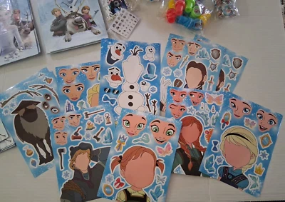 Conjunto de regalos de fiesta de cumpleaños congelados bolsas pegatinas estampillas botones prendedores Foto 1 de 4