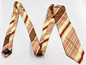 Corbata de Seda Hugo Boss Rayas Doradas 3.5" Ancho 60" Largo Informal Formal - Imagen 1 de 8