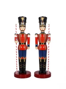 Toy Soldier 6.5ft Baton Pair Red Statue Christmas Festive Prop Figure Nutcracker - Picture 1 of 7