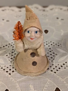 Vintage Japan Christmas Putz Gnome Elf Pixie w/ Tree Cream Color MCM - Picture 1 of 8