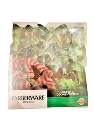 Juego de 8 cortadores de galletas de Navidad de metal Farberware de 8 piezas muñeco de nieve árbol ángel nuevo Foto 1 de 4