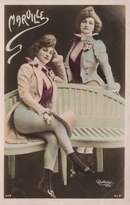 RPPC handgetönte riskante Marie Marville sexy Herrenmode französische Reutlinger Postkarte - Bild 1 von 6