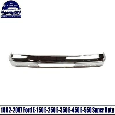 Front Bumper Chrome For 1992-2007 Ford E-150 E-250 E-350 E-450 E-550 Super Duty - Imagem 1 de 4
