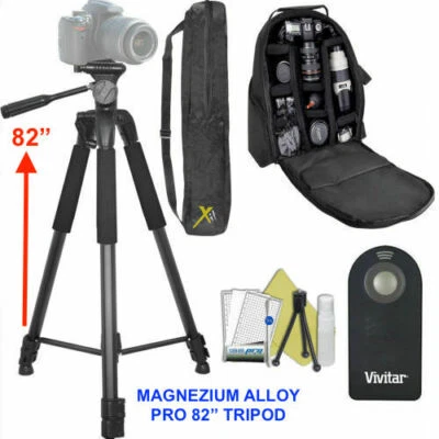 82" MAGNESIUM TRIPOD + PRO BACKPACK + REMOTE FOR CANON EOS 80D 60D 7D 6D 5D T6 X - Image 1 of 4