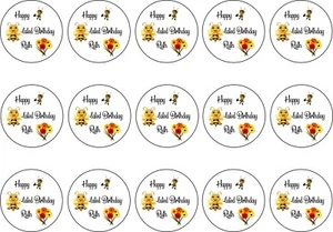 Cialda o card glassa topper cupcake ape compleanno tardivo nero e giallo - Foto 1 di 1