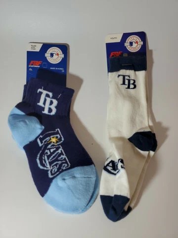 2 PAIR MLB Tampa Bay Rays Socks Size Youth 13,1-5 NEW Cover