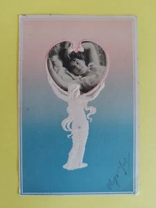 Alte Postkarte FANTASIE geprägt JUGENDSTIL New Art FRAU mit Marthe CROS - Bild 1 von 1