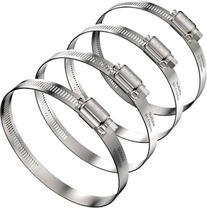 4Pcs Stainless Steel Hose Clamps 4" Adjustable Pipe Clamp Plumbing Automotive - Picture 1 of 8