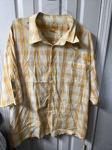 Old Skool Urban Wear Shirt Mens Big 5XL Yellow Short Sleeve Button Down 5X-Large - Picture 1 of 7