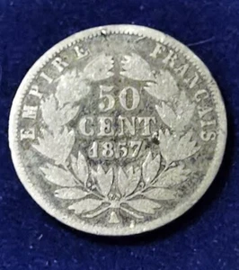 PEU COURANTE **** 50 centimes Napoleon III 1857 A Tete Nue **** - Imagen 1 de 2