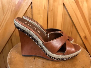 Colin Stuart Piattaforme a zeppa espadrillas catena in pelle 8,5 B - Foto 1 di 9