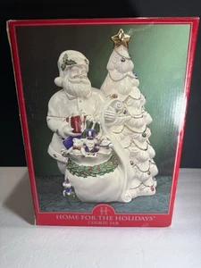 Home for the Holidays Santa Christmas Tree Cookie Jar Ceramic 12” w/ Box - Picture 1 of 11
